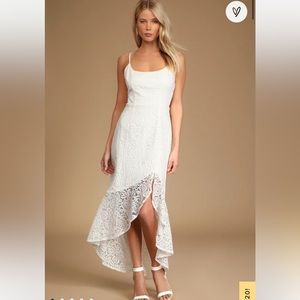 Lulus white lace hi-low dress